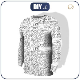 HERREN SWEATSHIRT (OREGON) - WERKZEUG ( grau ) / weiß - Nähset