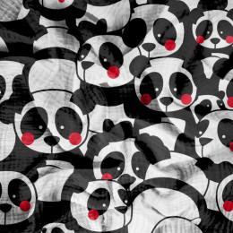 PANDAS / rot  - Baumwoll Musselin