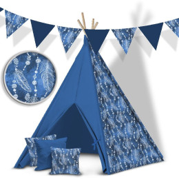 WEIßE FEDERN UND PERLEN (CLASSIC BLUE) - HOME DECOR PREMIUM Webware