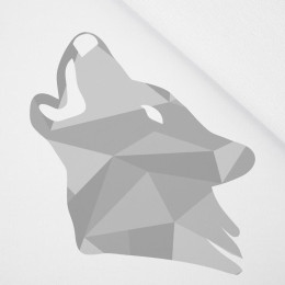 GEOMETRISCHER WOLF (ADVENTURE) / weiß - Panoramisches Paneel - Sommersweat mit Elastan