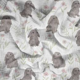 GRAUE HÄSCHEN M. 3 (PASTELLHÄSCHEN) - Baumwoll Musselin