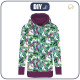 LANGES DAMEN HOODIE (MEGI) - MINI BLÄTTER UND INSEKTEN MS.1 (TROPISCHE NATUR) / weiß - Sommersweat