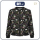 DAMEN BOMBERJACKE (KAMA) - PASTELL BLUMEN / schwarz - Nähset S