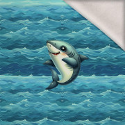 SHARK (SEA ANIMALS m. 1) - Paneel (60cm x 50cm) Wintersweat angeraut mit Elastan ITY