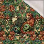 ART NOUVEAU CATS & FLOWERS M. 3 - Paneel (75cm x 80cm) Wintersweat angeraut mit Elastan ITY