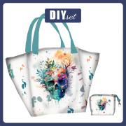 XL Tasche mit Utensilientasche 2 in 1 - WATERCOLOR SKULL - Nähset