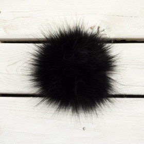 Kunstfell Pompon 12 cm - schwarz