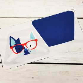 Federmäppchen/Etui - Hund mit Brille (J'adore Paris) / aqua