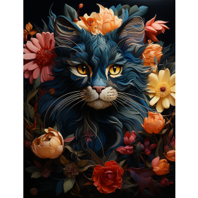 ANIMALS MANDALA wz.7 (cat) - Paneel (75cm x 80cm) leichte Maschenware angeraut