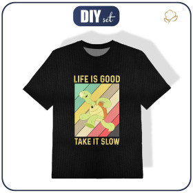 KINDER SPORT T-SHIRT - LIFE IS GOOD  / schwarz (128/134)