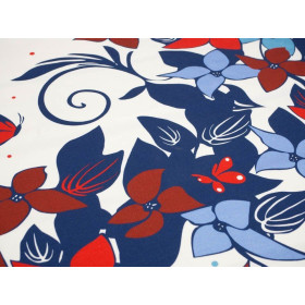 FLORAL PANEL (XL) / blau-rot - Paneel Single Jersey TE210