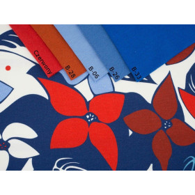 FLORAL PANEL (XL) / blau-rot - Paneel Single Jersey TE210