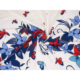 FLORAL PANEL (XL) / blau-rot - Paneel Single Jersey TE210