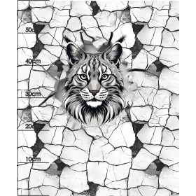 ANIMALS CRACKED wz.2 (cat) - panel (60cm x 50cm) Wintersweat angeraut mit Elastan ITY