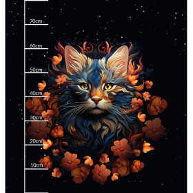 ANIMALS MANDALA wz.3 (CAT) - Paneel (75cm x 80cm) Wintersweat angeraut mit Elastan ITY