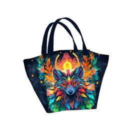 ANIMALS MANDALA wz.4 (WOLF) - Paneel (75cm x 80cm) Sommersweat mit Elastan ITY