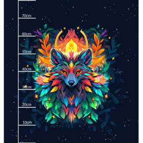 ANIMALS MANDALA wz.4 (WOLF) - Paneel (75cm x 80cm) Wintersweat angeraut mit Elastan ITY