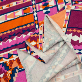 AZTEC MIX / Rosa - Viskose-Jersey mit Elastan