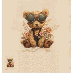 BEAR STEAMPUNK FOREST M. 2 - panoramisches Paneel  Wintersweat angeraut mit Elastan ITY (60cm x 155cm)