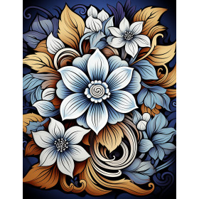 BOUQUET OF FLOWERS WZ.2 - panel (60cm x 50cm) Wintersweat angeraut mit Elastan ITY