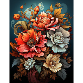 BOUQUET OF FLOWERS WZ.5 - Panel (60cm x 50cm)  Polster- Velours