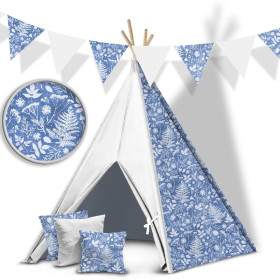 WEIß FARNBLÜTEN (CLASSIC BLUE) - HOME DECOR PREMIUM Webware