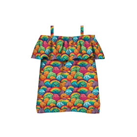 Carmenausschnitt Bluse (SARA) - COLORFUL CLOUDS - Nähset 