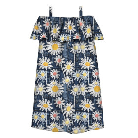 Carmenausschnitt Kleid (LILI) - DAISIES DENIM IMITATION WZ. 1 - Nähset 