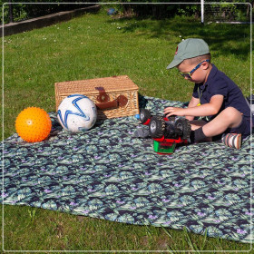 Picknickdecke - MINI BLÄTTER UND INSEKTEN MS.4 (TROPISCHE NATUR) / weiß 