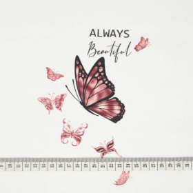 ALWAYS BEAUTIFUL (GLITTER SCHMETTERLINGE) / weiß  - panoramisches Paneel  Sommersweat (60cm x 155cm)