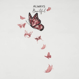 ALWAYS BEAUTIFUL (GLITTER SCHMETTERLINGE) / weiß  - panoramisches Paneel  Sommersweat (60cm x 155cm)