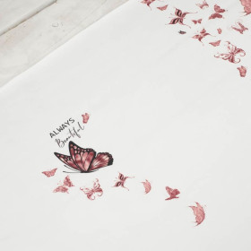 ALWAYS BEAUTIFUL (GLITTER SCHMETTERLINGE) / weiß  - panoramisches Paneel  Sommersweat (60cm x 155cm)