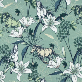 PFERDE UND VANILLEBLUMEN / modern mint - Sommersweat 