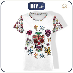 DAMEN T-SHIRT - TOTENKÖPFE Ms. 2 / weiß (DIA DE LOS MUERTOS) - Single Jersey M