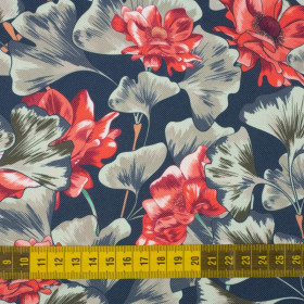 ROTE MOHNBLUMEN (ROTER GARTEN) - Wasserabweisende Webware