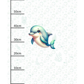 DOLPHIN (SEA ANIMALS M. 2) - Paneel (60cm x 50cm) Wintersweat angeraut mit Elastan ITY
