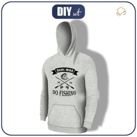 HERREN HOODIE (COLORADO) - DO FISHING / melange hellgrau - Nähset