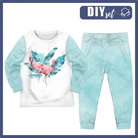 KINDERPYJAMAS "MIKI" - FLAMINGOS Ms. 2 / weiß - Nähset