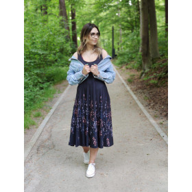 KLEID "ISABELLE" - BLUMEN (M. 5 navy) / weiß - Nähset