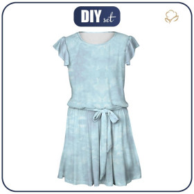 KLEID "EMMA" - CAMOUFLAGE m. 2 / hellblau - Viskosejersey mit Elasthan