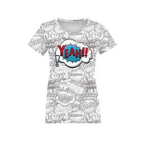 DAMEN T-SHIRT - COMICS / yeah (blau - rot) - Single Jersey 