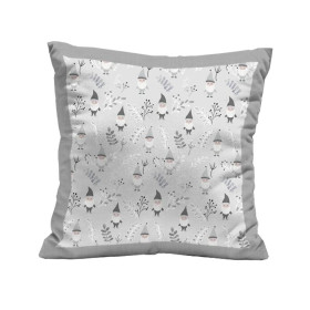 KISSENPANEL - ZWERGE UND FARNE (WALDZWERGE) / GRAU