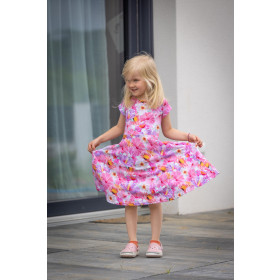 KINDER KLEID "MIA" - SCHMETTERLINGE M. 5 / rosa (PURPUR SCHMETTERLINGE) - Nähset