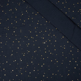GOLDENE PUNKTE / navy - Baumwoll Musselin