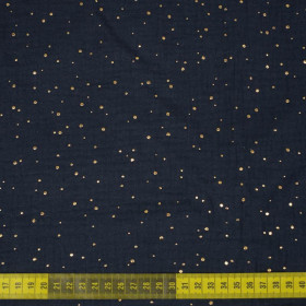 GOLDENE PUNKTE / navy - Baumwoll Musselin