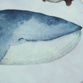 BLAUE WALE (OZEAN WELT) / CAMOUFLAGE m. 2 (hellblau) - bio single jerset mit Elastan Sommersweat