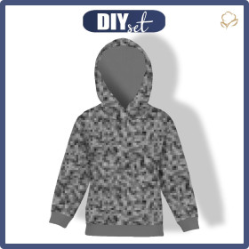 KINDER HOODIE (ALEX) - PIXEL MS.2 / grau  - Nähset
