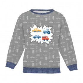 Kinder-Sweatshirts (NOE) - FAHRZEUGE m. 2 / weiß (ADVENTURE BEGINS) - Nähset