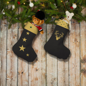 Weihnachtssocken Set - GOLDENE RENTIER / schwarz
