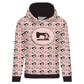 CLASSIC DAMEN HOODIE (POLA) - RETRO NÄHMASCHINEN Ms.1 / rosa - Sommersweat 